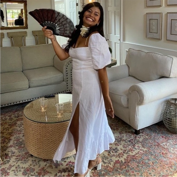 Reformation Belgium Linen Dress in White - Picture 4 of 14